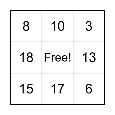 Number bingo Card