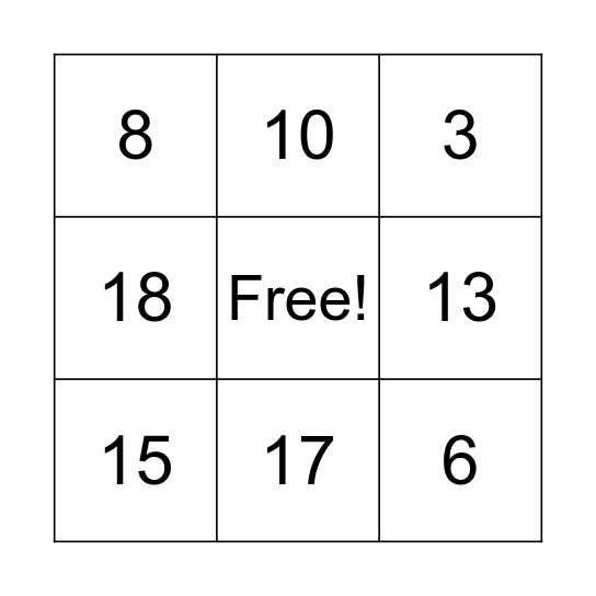 Number bingo Card