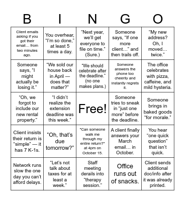 Extension Season Bingo Card