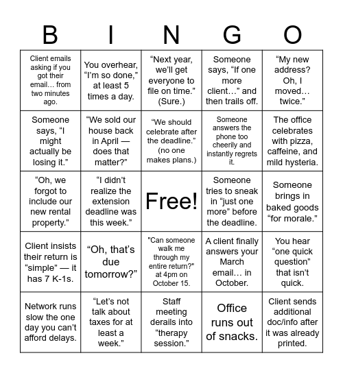 Extension Season Bingo Card