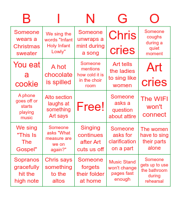 Christmas Retreat '25 Bingo Card