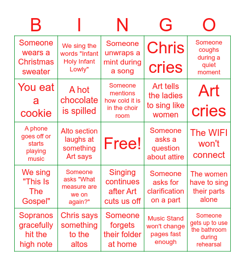 Christmas Retreat '25 Bingo Card