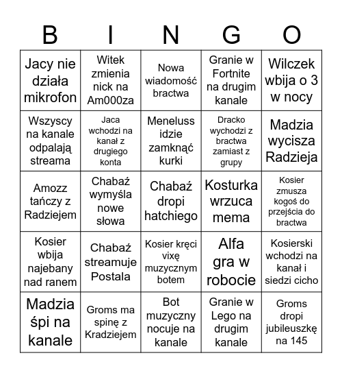 The Horde Bingo Card