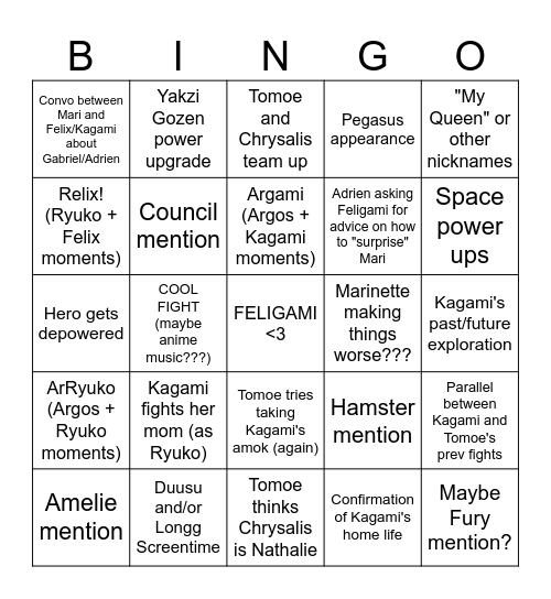 Yaksi Gozen Bingo Card