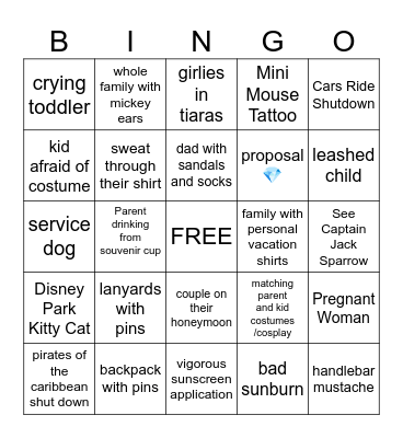 disneyland bingo Card