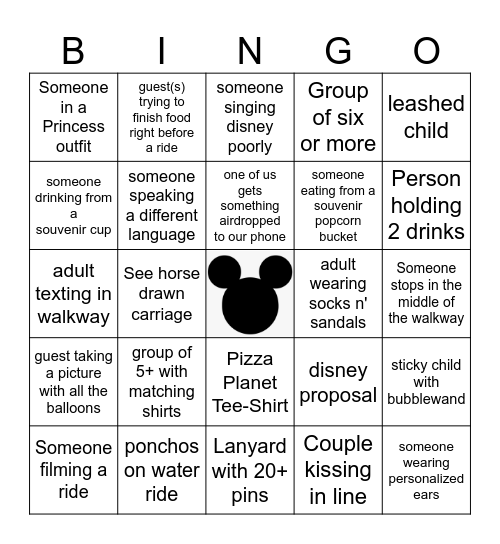Disneyland Bingo 2025 Bingo Card