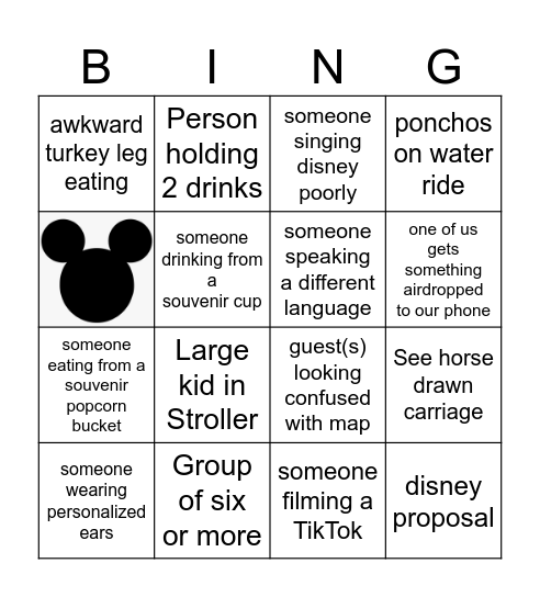 Disneyland Bingo 2025 Bingo Card