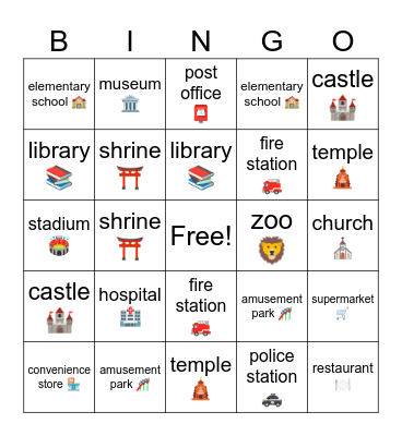 What do you have in your town? Bingo Card