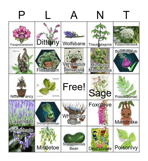 Harry Potter Herbology Bingo Card
