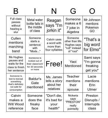 ASA Freshmen Bingo Card
