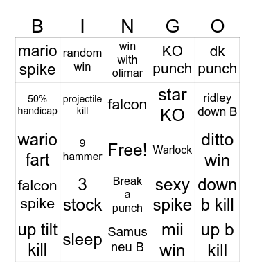 Smash Bingo Card