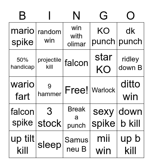 Smash Bingo Card
