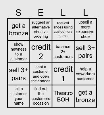 Great shoe sale Bingo Card