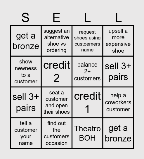 Great shoe sale Bingo Card