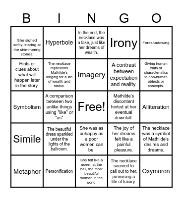 Figurative Language Bingo Card