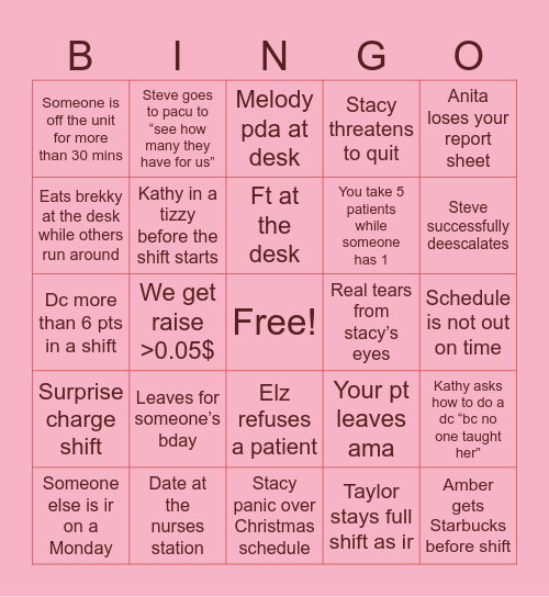 P (ER) RU BINGO ! Bingo Card