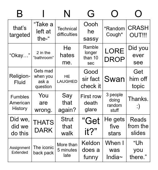 AAAAAAAA Bingo Card