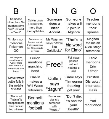 ASA Freshman Bingo Card