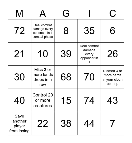 Commander Bingo Card