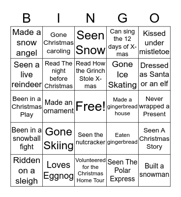 Christmas People Bingo!! Bingo Card