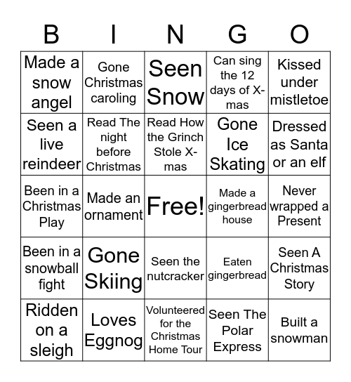 Christmas People Bingo!! Bingo Card