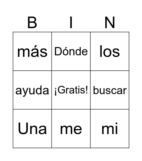 ¡Yo estoy perdido! Bingo Card