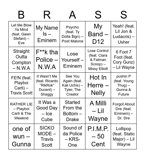 Music Bingo Card