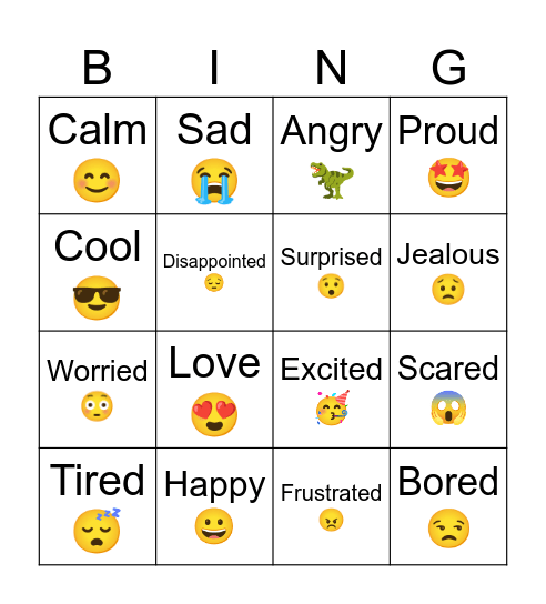 Emotions Bingo Card