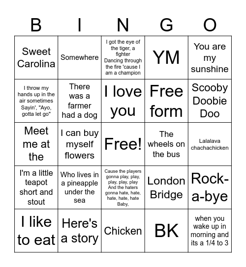 Singo Bingo Card