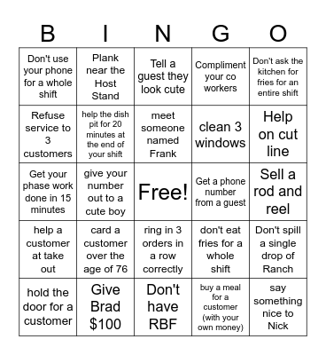 B I N G O Bingo Card