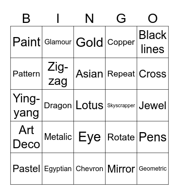 Art Deco Bingo Card
