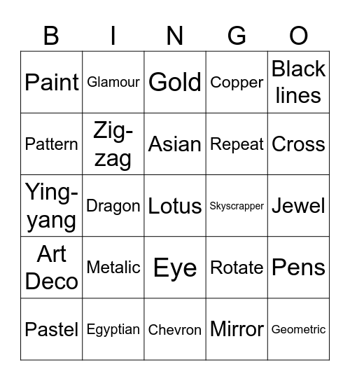 Art Deco Bingo Card