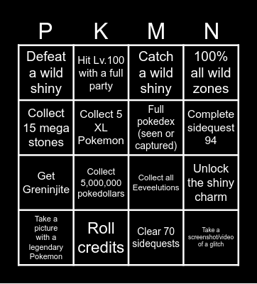 Pokemon Legends Z-A Bingo Card