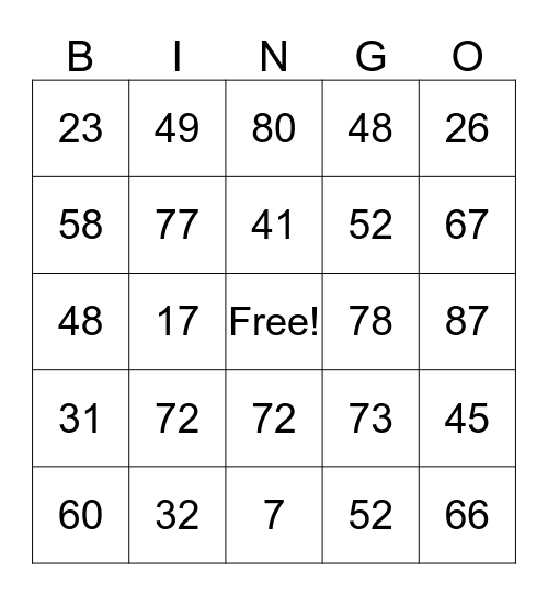 ENGLISH DAY Bingo Card