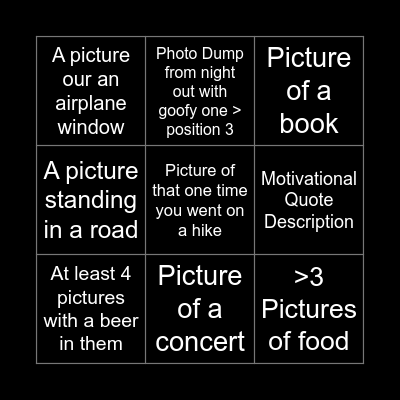 Instagram Guesses Bingo Card