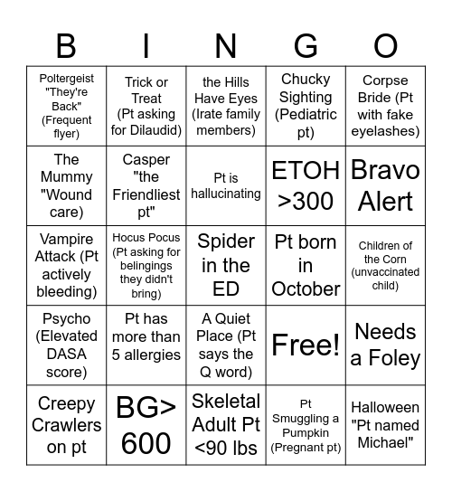 Halloween Bingo Card