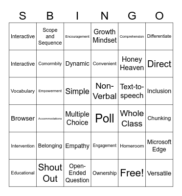 S3T Bingo Card