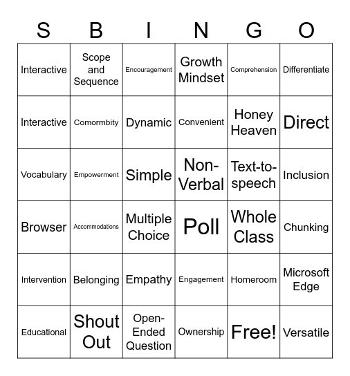 S3T Bingo Card