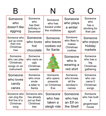 Christmas Bingo Challenge! Bingo Card