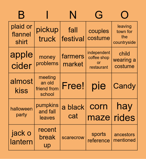 Hallmark Halloween Bingo Card