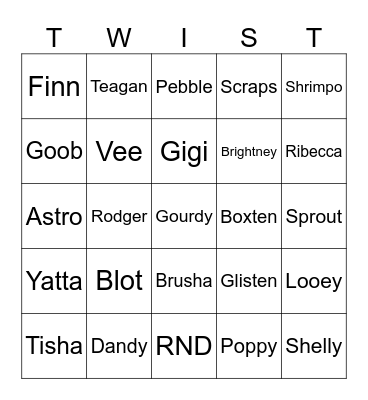Twisted Bingo Card