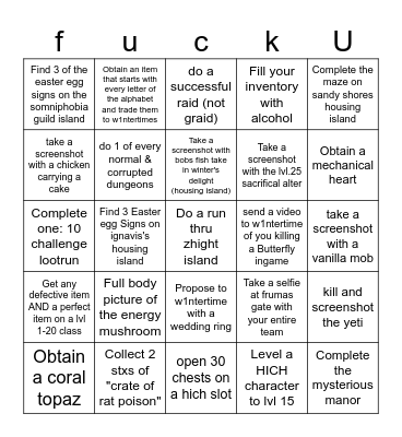 Wynncraft bingo event Bingo Card