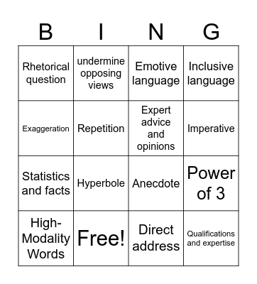 Political Ads Bingo Card