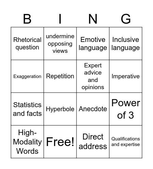 Political Ads Bingo Card