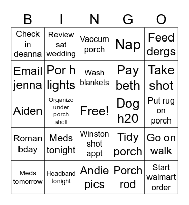 Wedsddðddðs Bingo Card