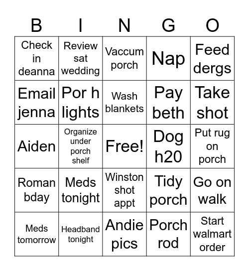Wedsddðddðs Bingo Card