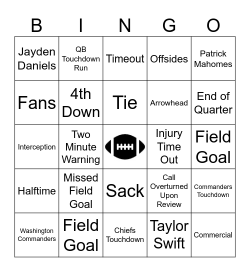 Football Bingo Card