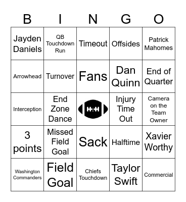 Football Bingo Card