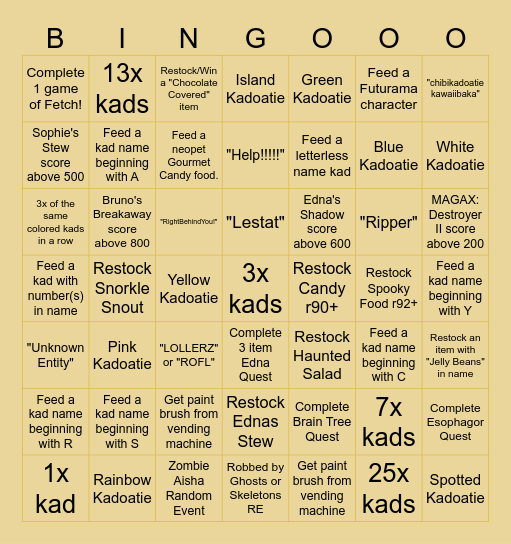 7 days of halloween Bingo Card