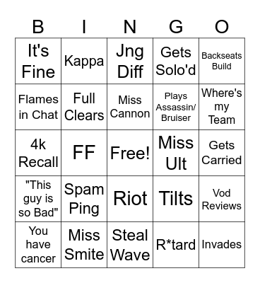 Steven Bingo Card Bingo Card